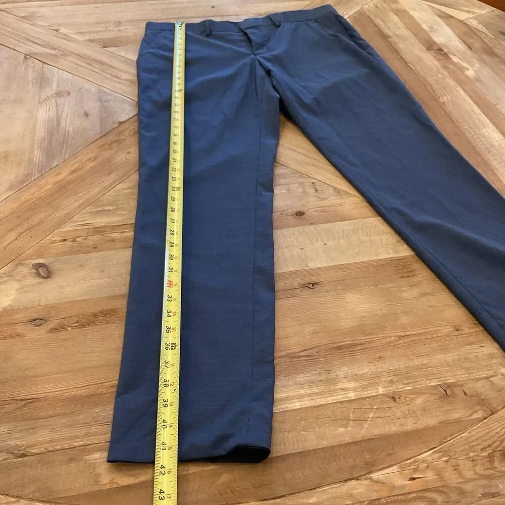 J.Lindeberg Golf Work Paulie-Comfort Wool Trousers EU‎ 52 Mid Blue Virgin Wool